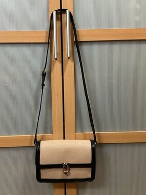 Jules Kae Mia Vegan Leather Classic Two-Tone Crossbody Bag in Cream and Black